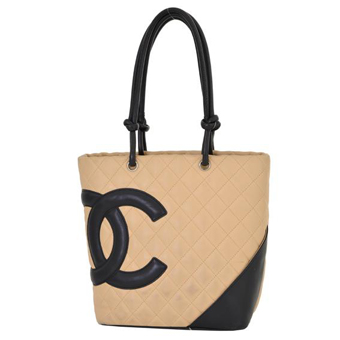 CHANEL シャネル カンボンライン コピー スモールトートバッグ ベージュ ブラック A25166